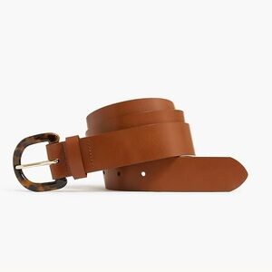 NWT J. Crew Tortoise buckle belt brown tan leather BS287 size x-small - small